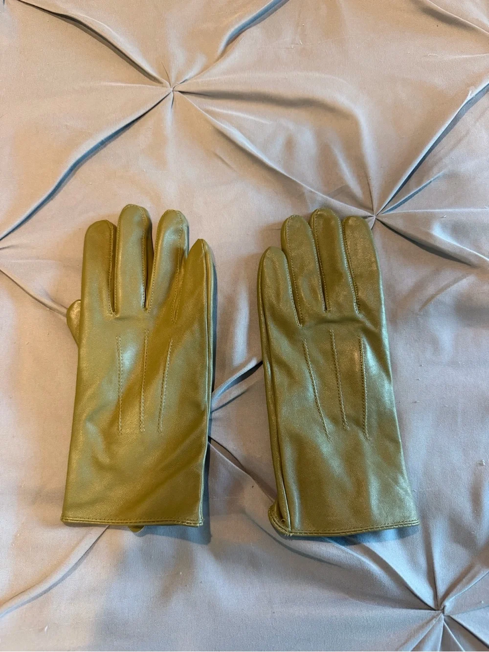 Olive Green Leather Gloves